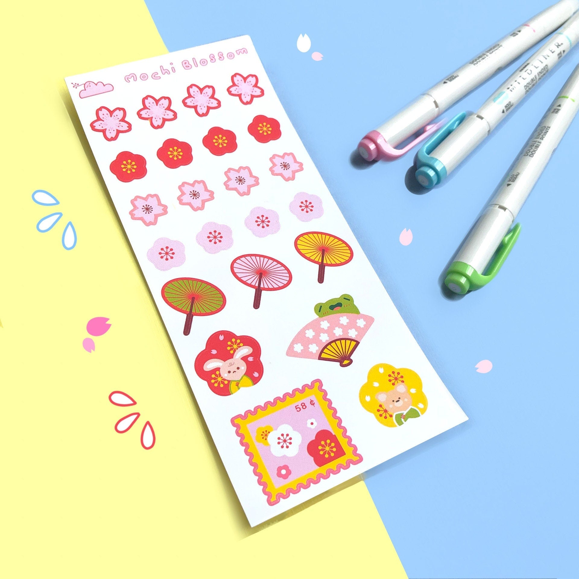 Cute Cats and Sakura Kawaii Sticker – Irene Koh Studio